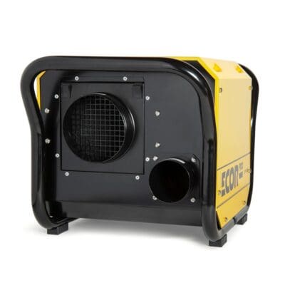 Restoration dehumidifier DH2500 that is often used in larger homes in yellow galvanised steel