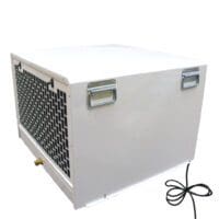 Swimming pool dehumidifier in white that is often ducted in and out with spiral ducting