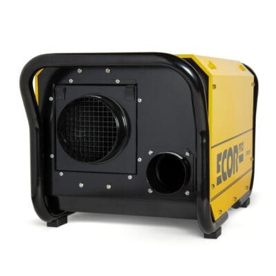 Restoration dehumidifier in yellow with four hole design